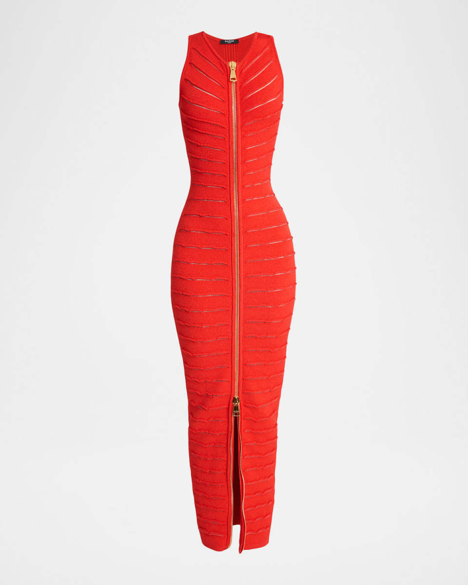 Sleeveless Cutout Zip Halter Maxi Dress